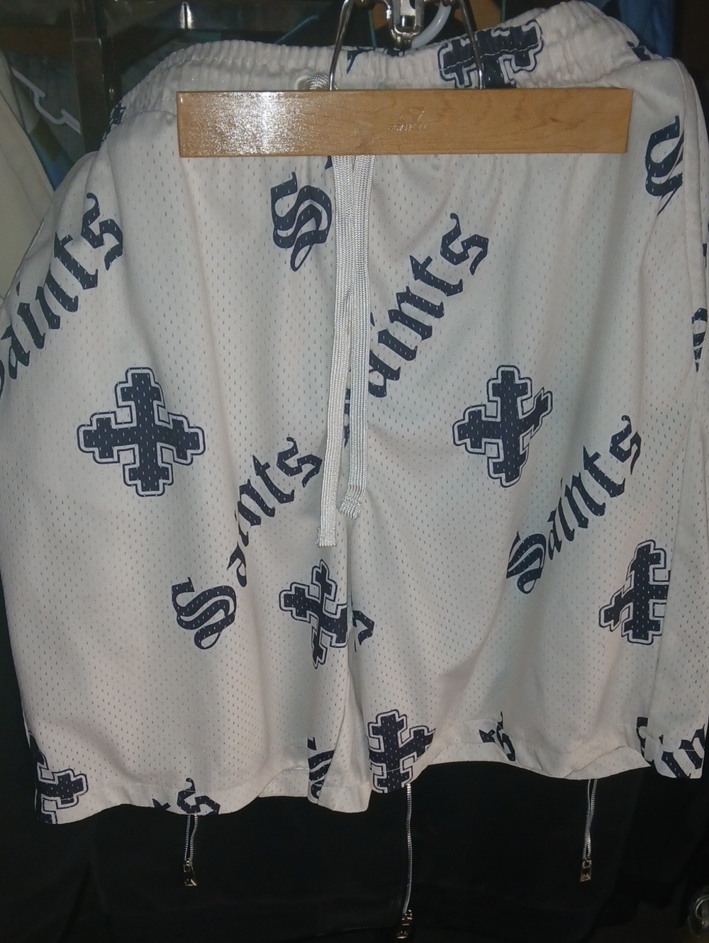 Cream/Black Saints Graphic Mesh Men's Shorts